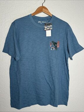 NEW Uniqlo Blue UT Graphic T-Shirt UKIYO-E Dark Fantasy Japanese Art MFA Boston